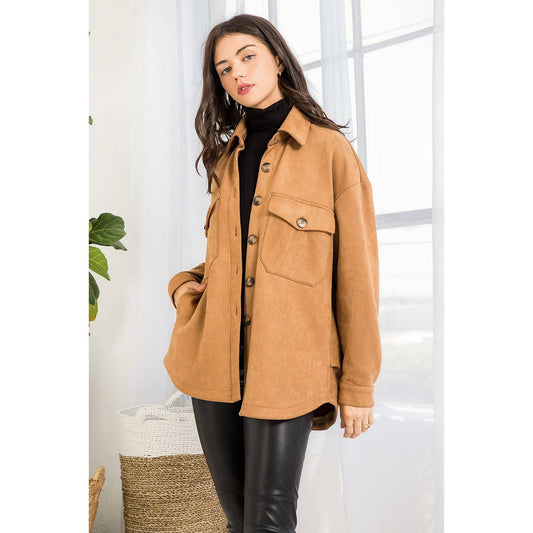 Suede Button Up Jacket