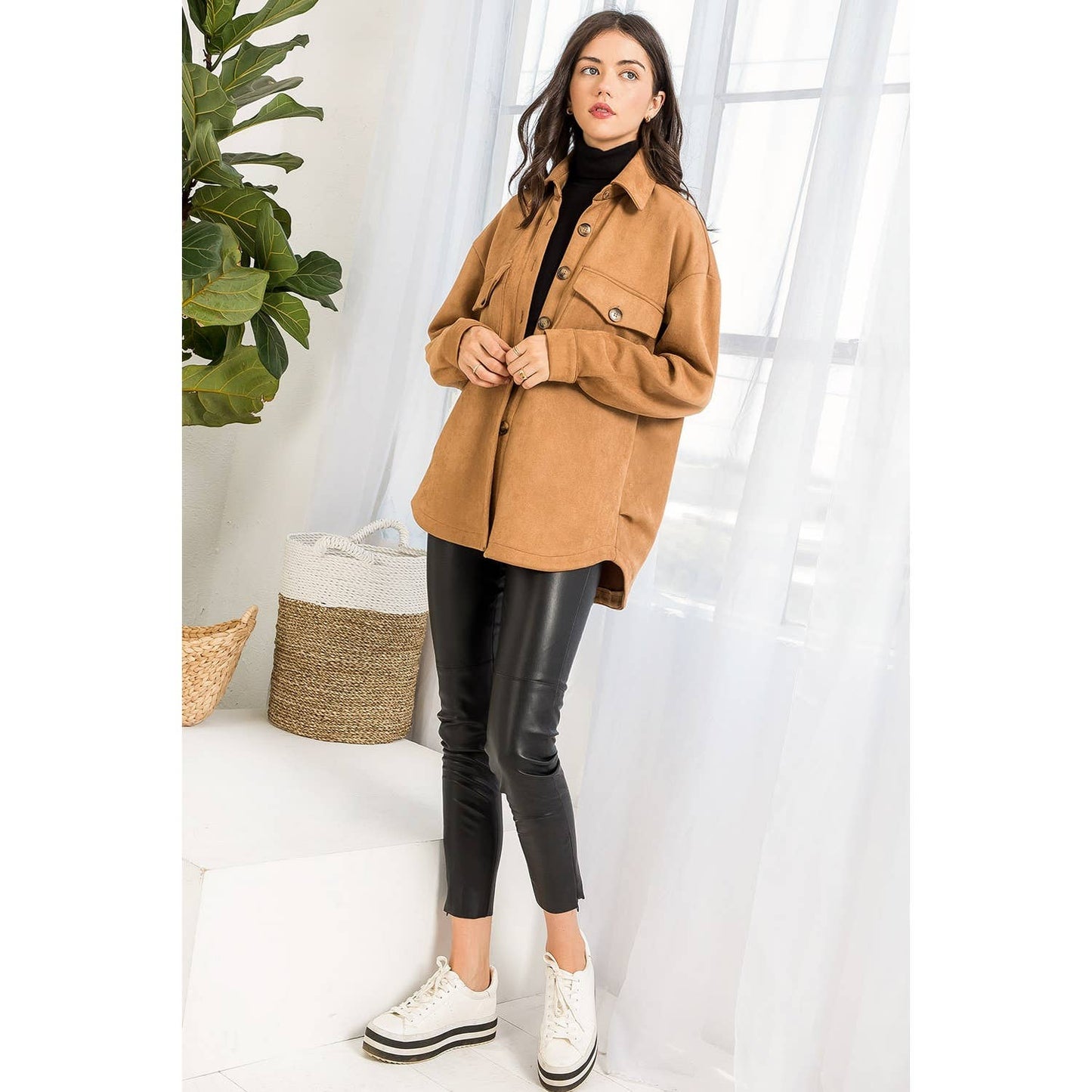 Suede Button Up Jacket