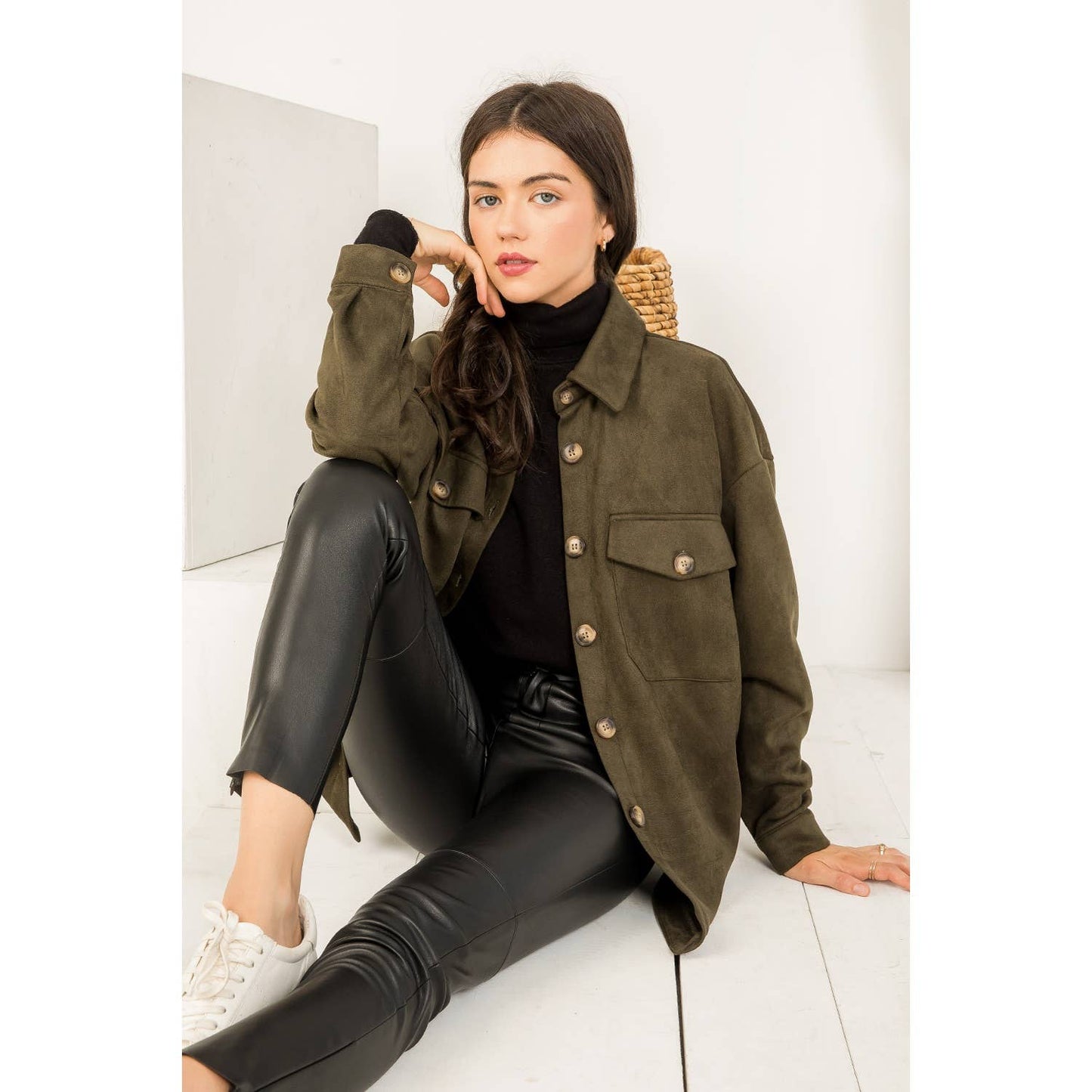Suede Button Up Jacket
