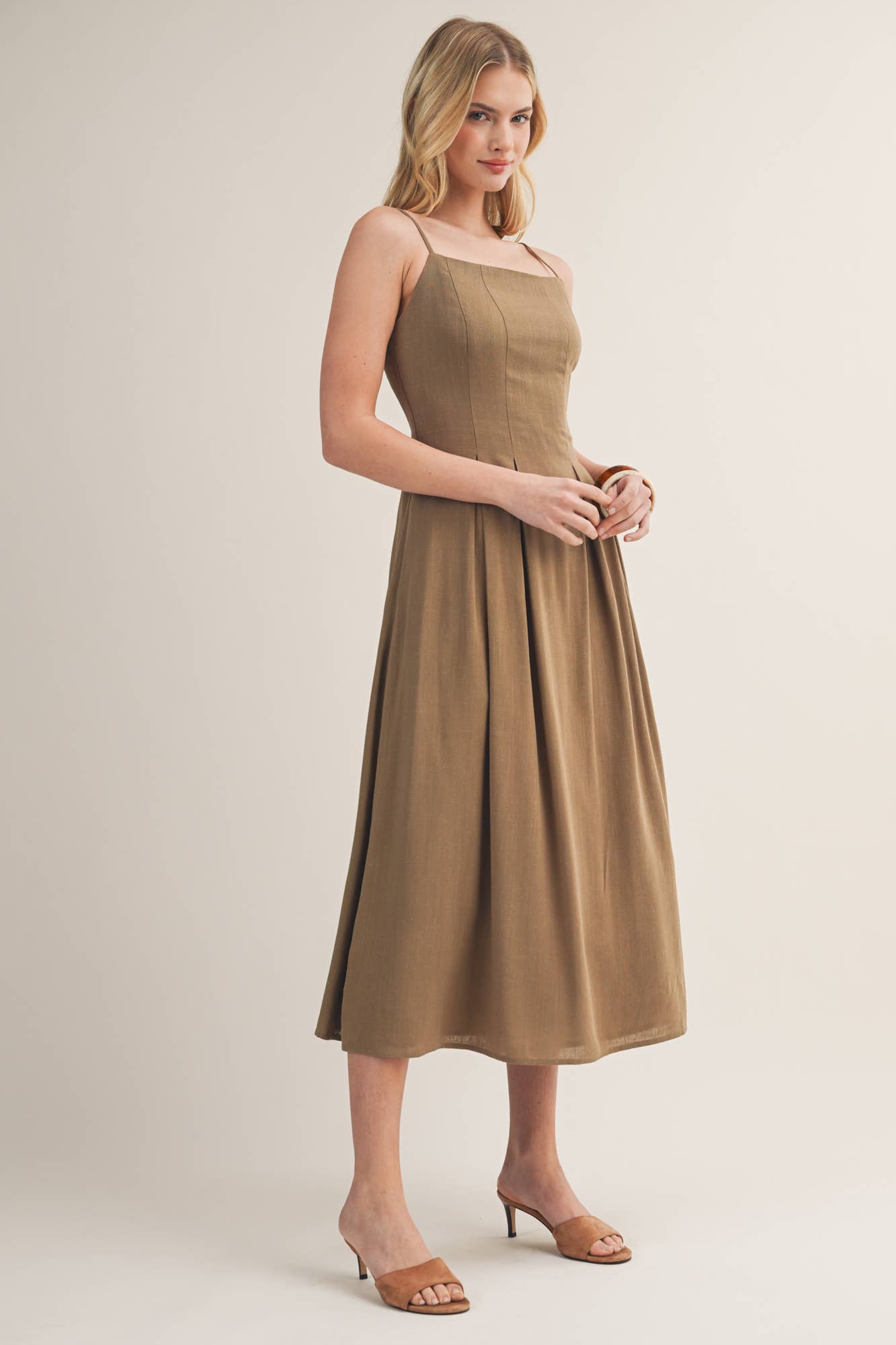 PLEATED TUCK CAMI DRESS