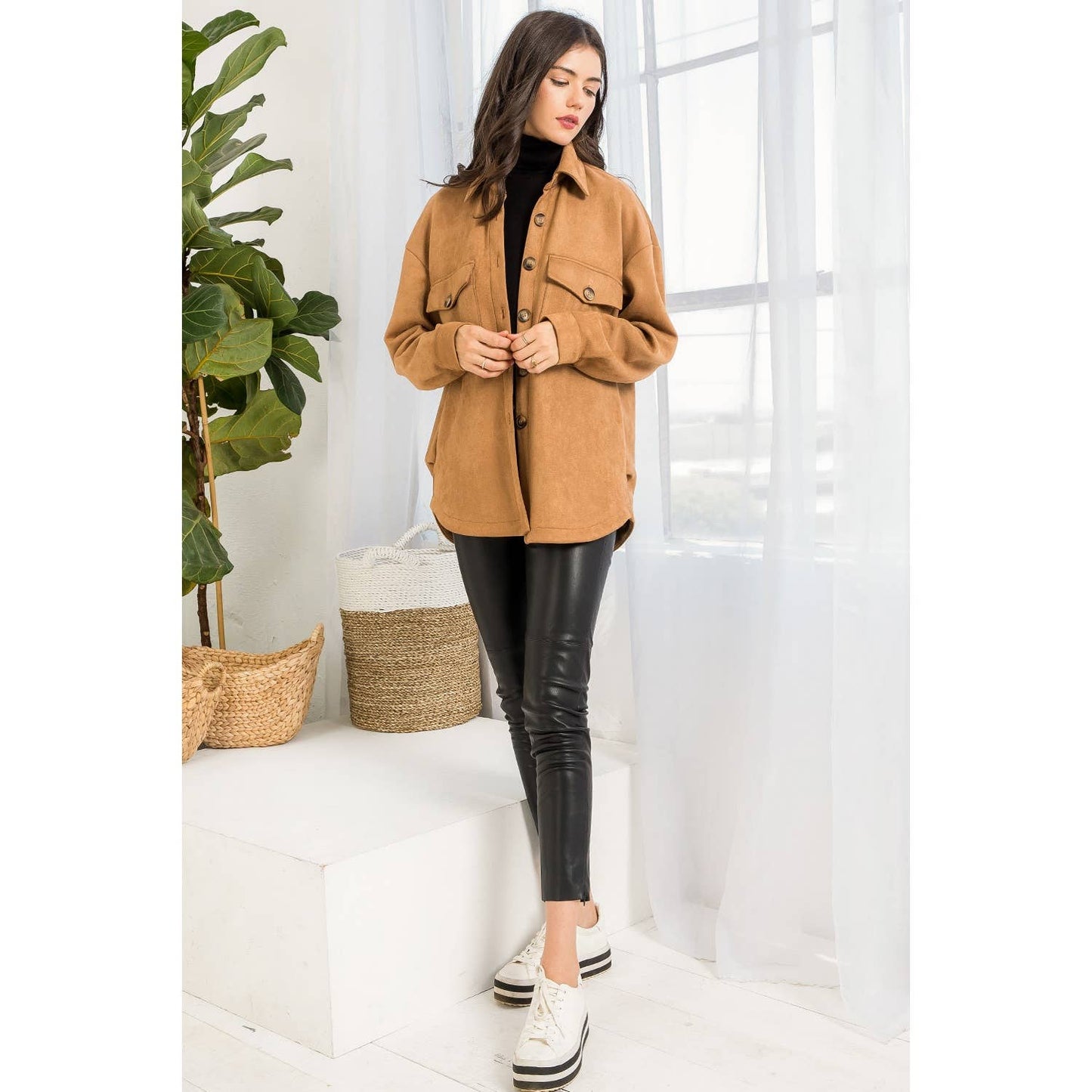 Suede Button Up Jacket