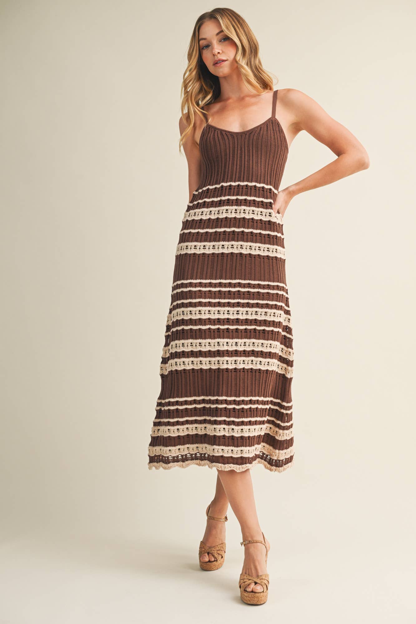 Crochet Lace Inset Ribbed Dress