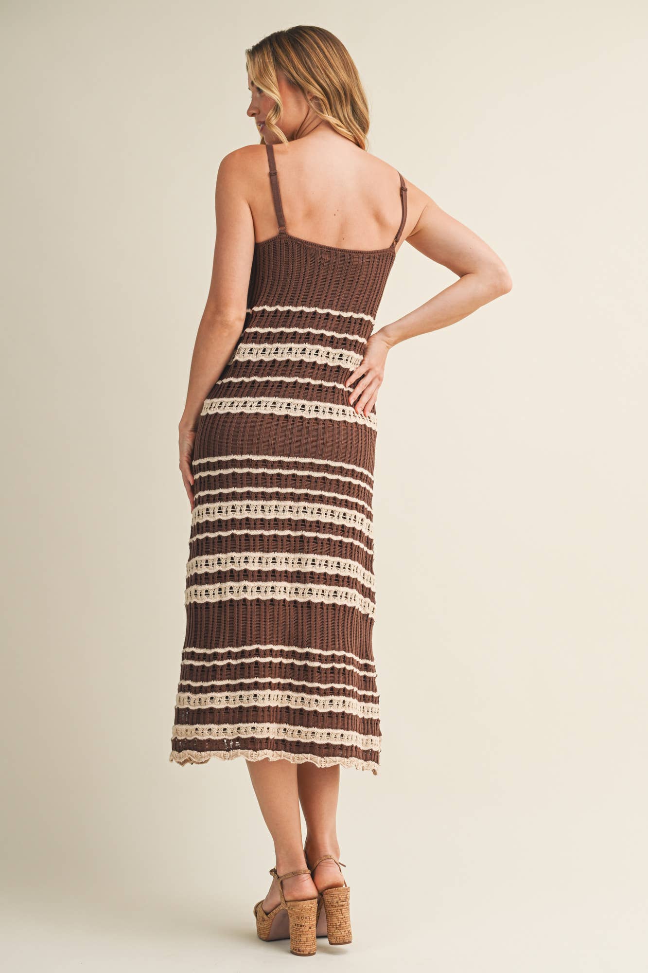 Crochet Lace Inset Ribbed Dress